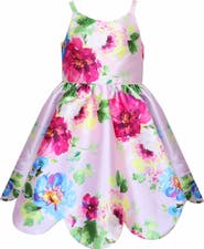 Zunie Kids' Mikado Floral Scallop Hem Dress