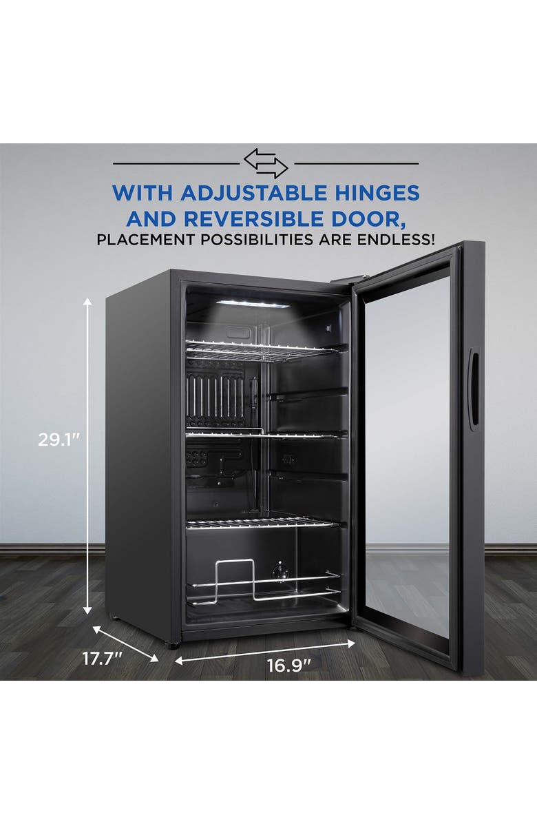 Ivation 101 Can Beverage Refrigerator, Freestanding Mini Fridge with Glass Door, Alternate, color, Black