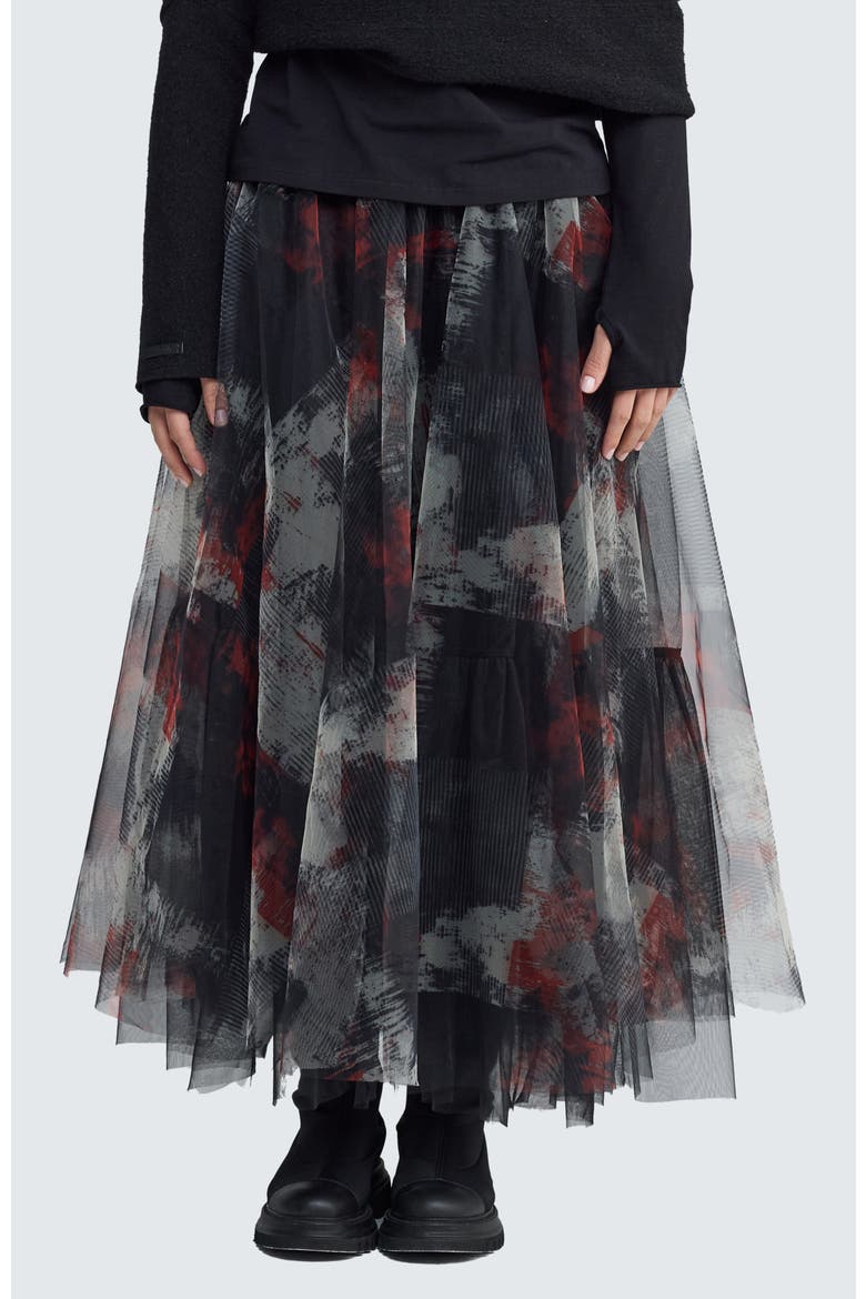 Brynwyn Printed Tulle Skirt, Main, color, Red Print
