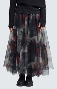 LUUKAA Brynwyn Printed Tulle Skirt