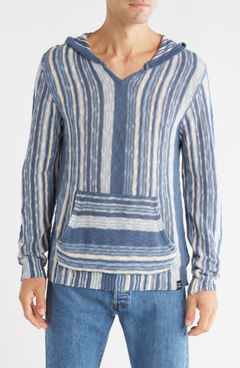 Lucky Brand Baja Stripe Hooded Sweater, Main, color, Blue Multi Stripe