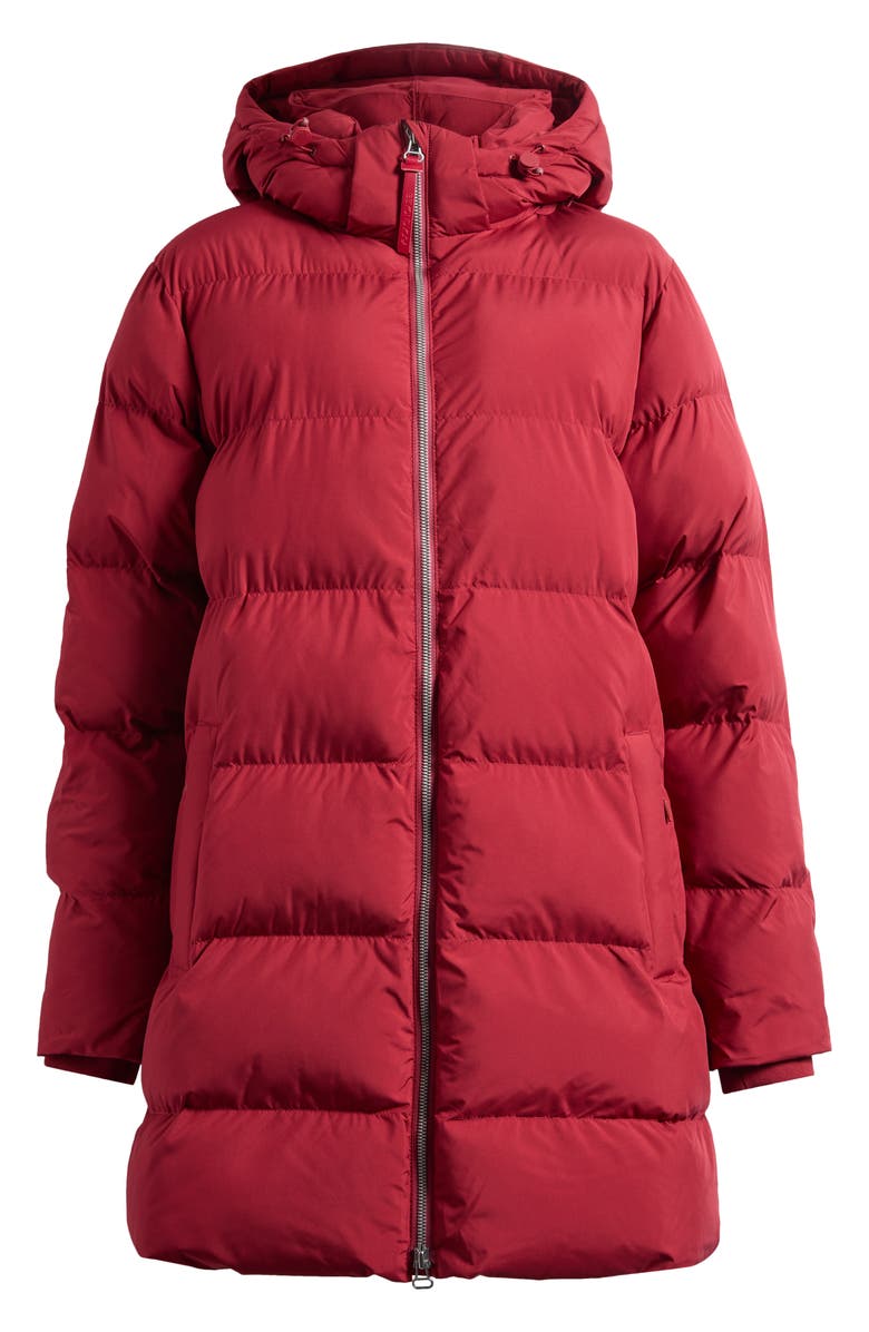 Beyond Yoga Warm Up Hooded Long Puffer Coat, Main, color, Ruby Rush