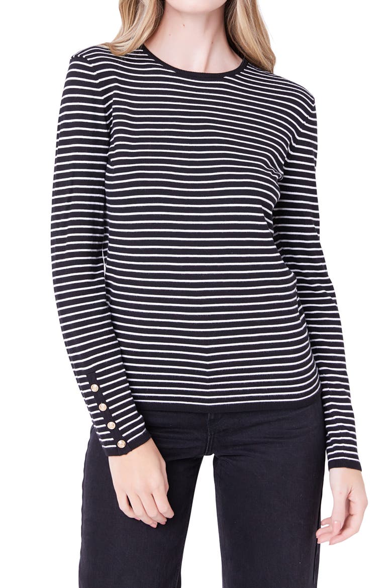 Stripe Sweater, Alternate, color, BLACK/ WHITE