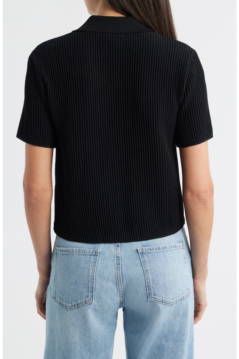 Fron Zip Rib Sweater, Alternate, color, BLACK