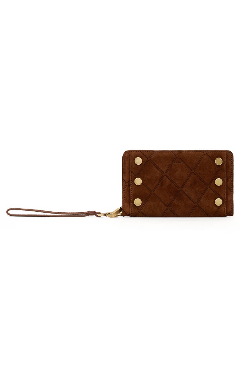 HAMMITT Bryant Wallet, Alternate, color, Chocolate Suede/Antique Gold