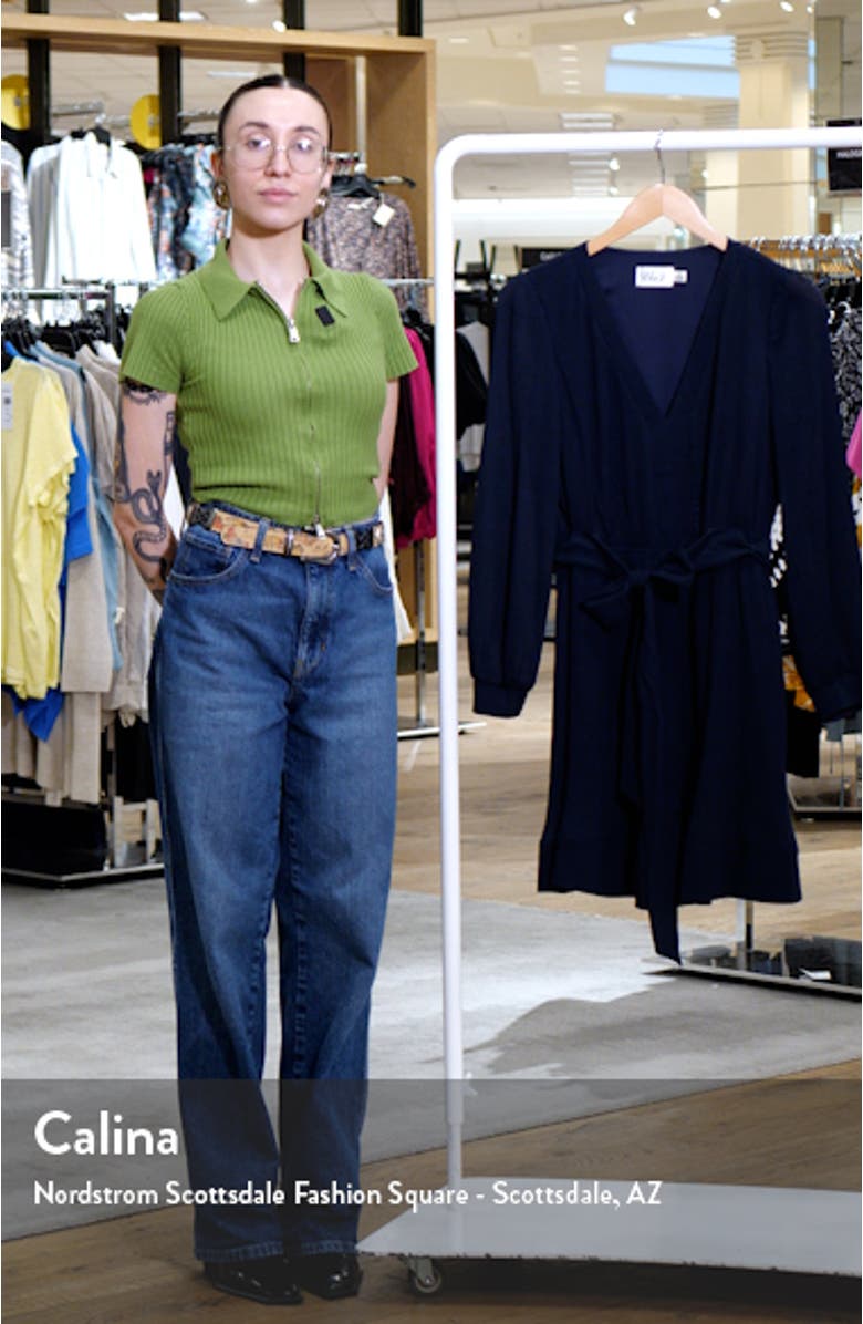 Long Sleeve Tie Belt A-Line Dress, sales video thumbnail