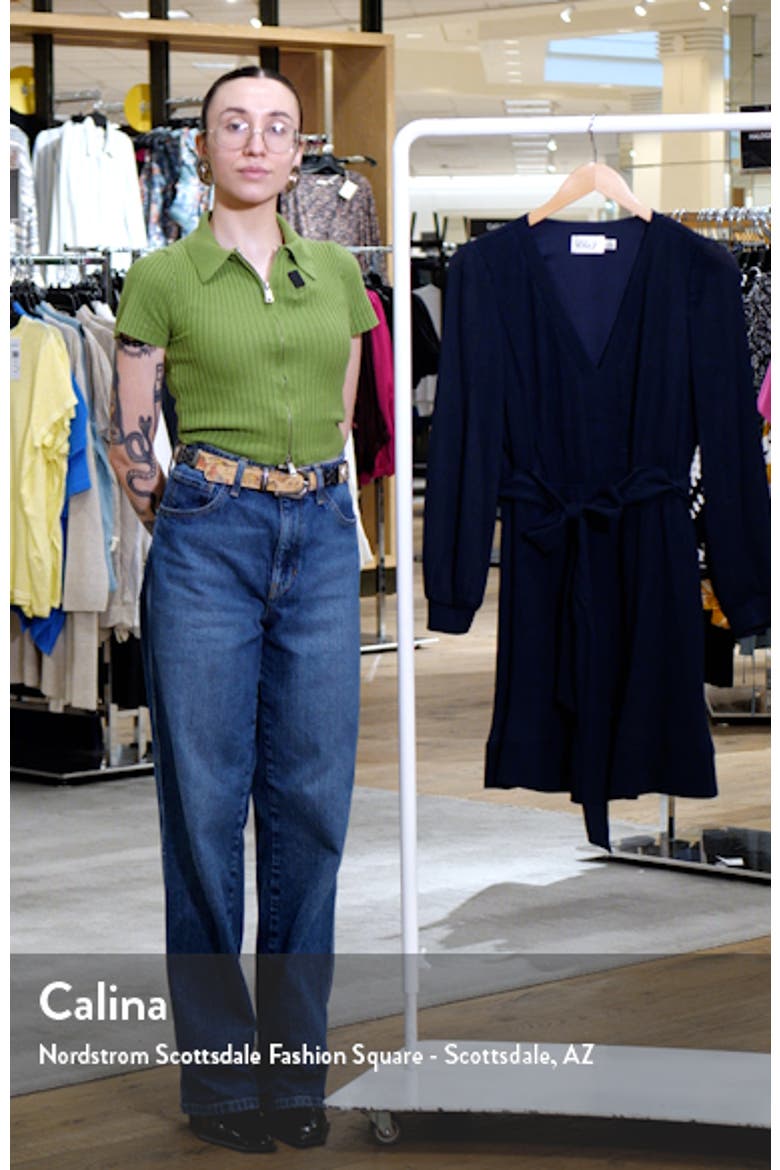 Long Sleeve Tie Belt A-Line Dress video