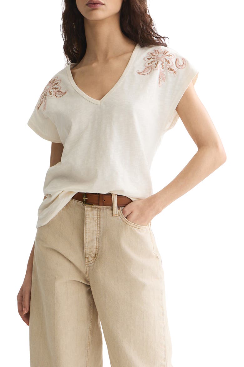 Embroidered Cotton Graphic T-Shirt, Main, color, EGGNOG