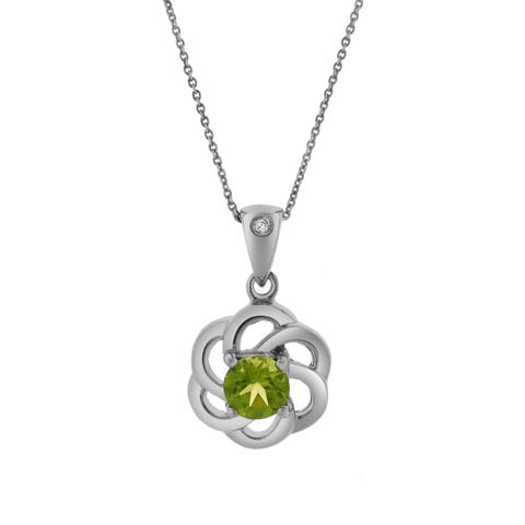 Sarina Sterling Silver 0.01 Ct Diamond Floral Pendant