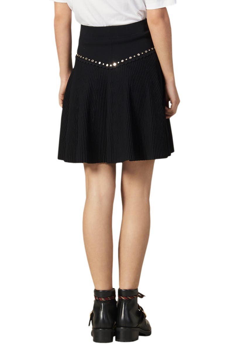 SANDRO Oria Stud Detail Knit Miniskirt, Alternate, color, 