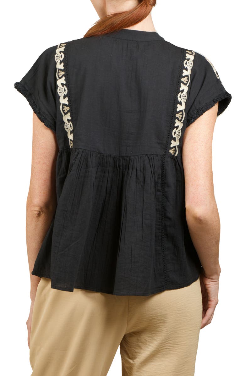 NIKKI LUND Embroidered Short Sleeve Top, Alternate, color, 