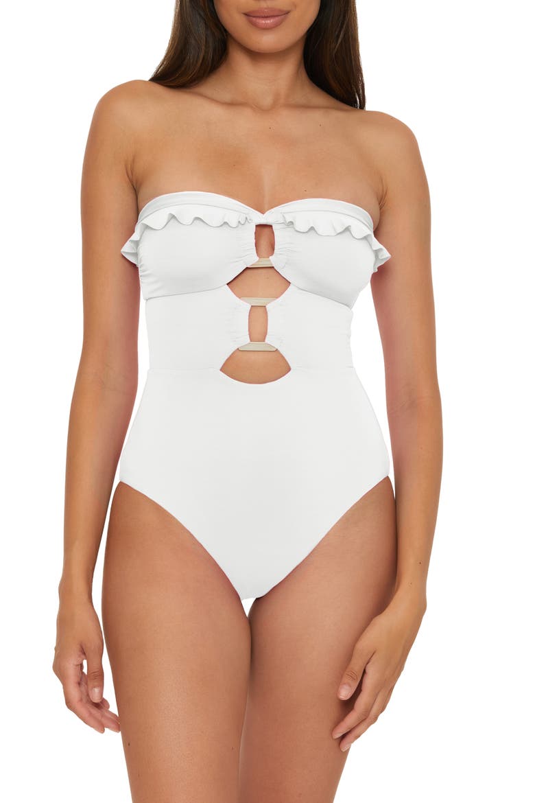 Buckle Up One-Piece Swimsuit, Alternate, color, WHITE