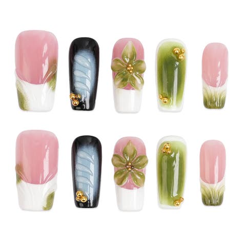 Orchid Dreams - Long Square Press-on Nails