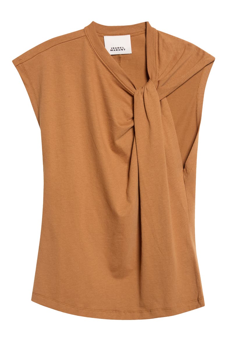 Nayda Asymmetric Cotton Slub Top, Alternate, color, CARAMEL