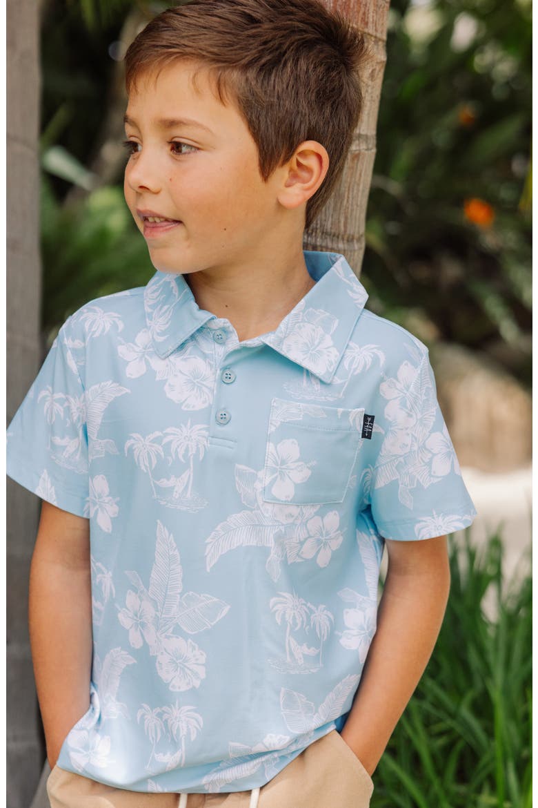 Kids' Feel Good Tech Floral Performance Polo, Alternate, color, CRYSTAL BLUE
