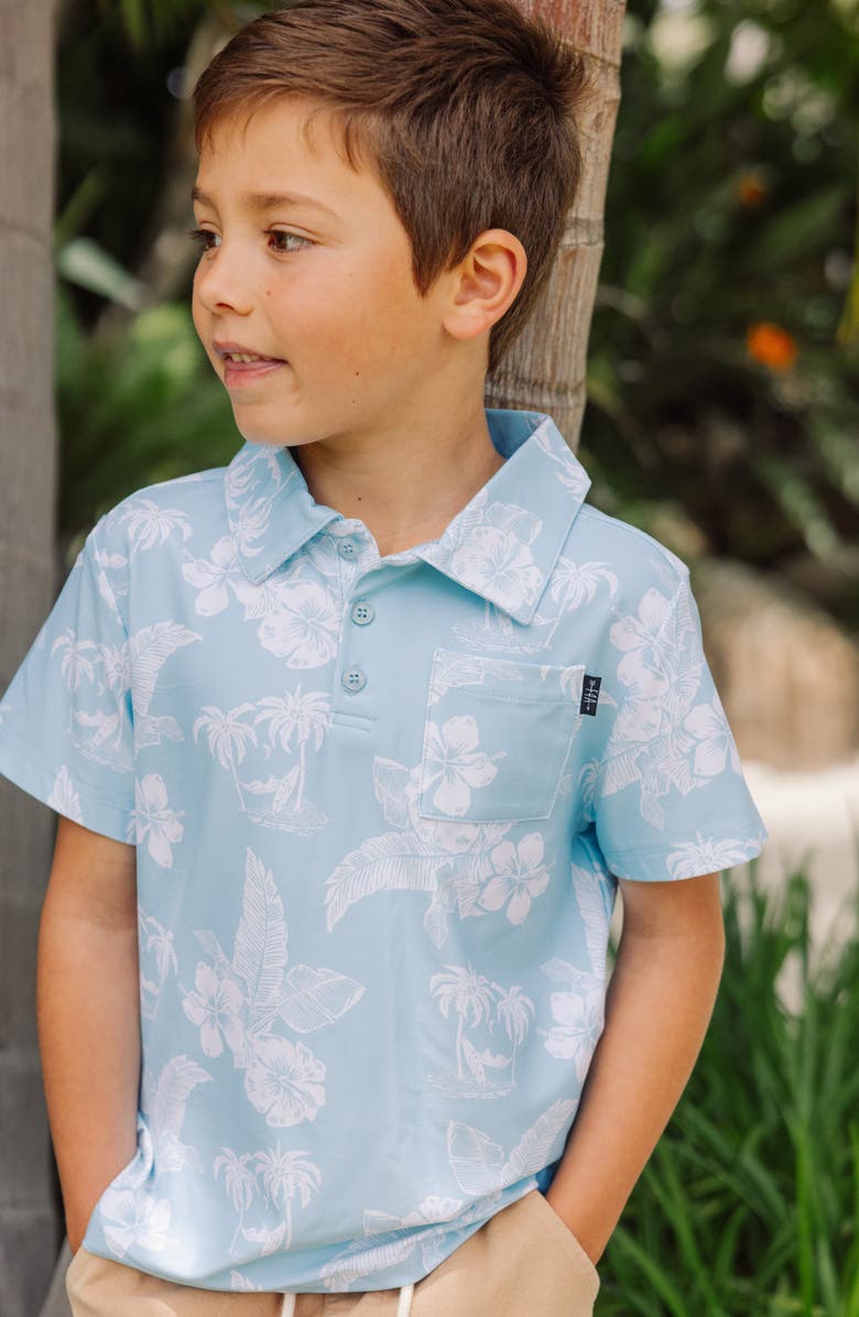 Feather 4 Arrow Kids' Feel Good Tech Floral Performance Polo, Alternate, color, Crystal Blue