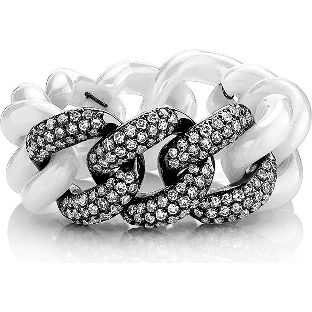 SHAY Ceramic & Pavé Diamond Link Ring in 18K Black Gold  product