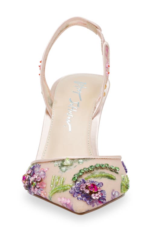 Betsey Johnson Velma Pointed Toe Slingback Pump In Light Beige Multi