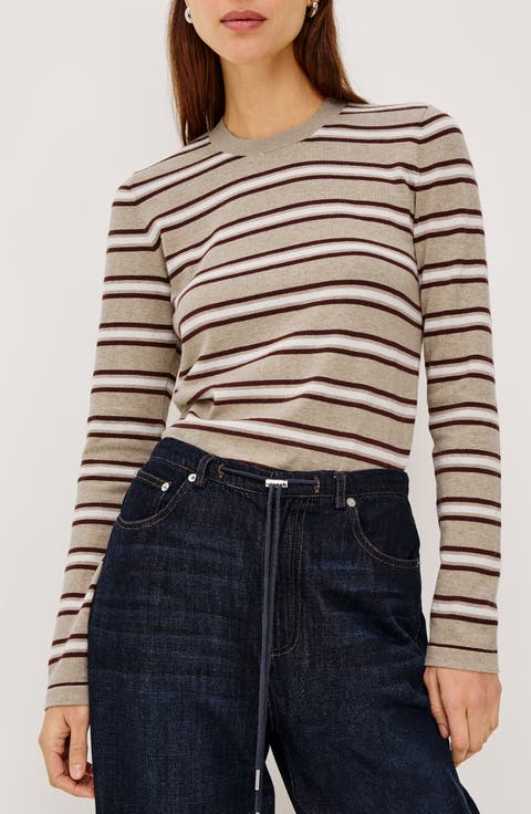 Davie Striped Cotton & Cashmere Top