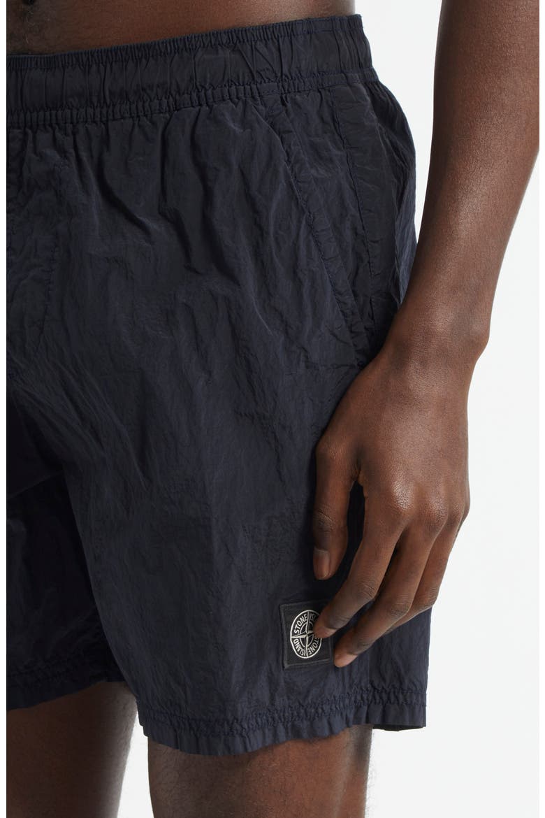 Compass Logo Patch Swim Trunks, Alternate, color, NAVY BLUE