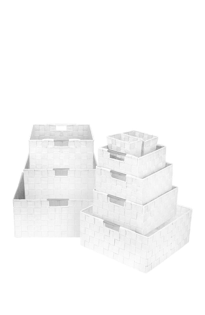 SORBUS White Woven 9-Piece Basket Set, Alternate, color, White