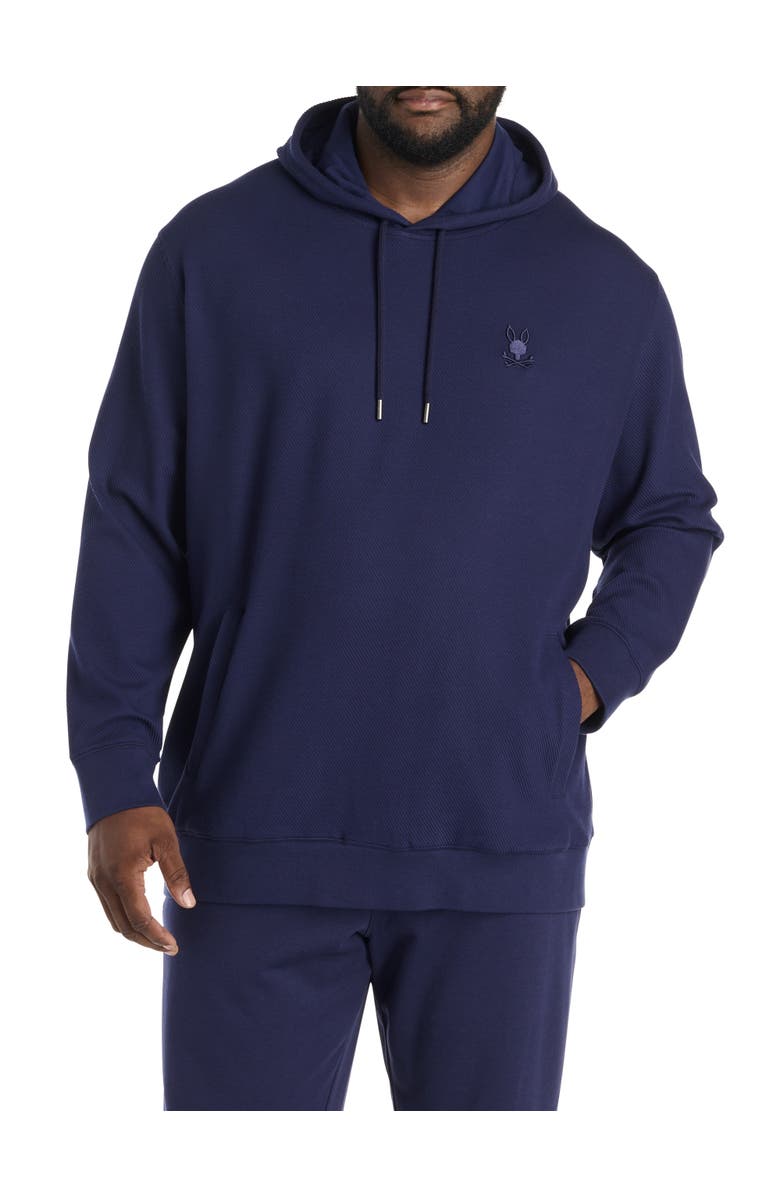 Psycho Bunny Big & Tall Kai Textured Hoodie, Main, color, Evening Blue