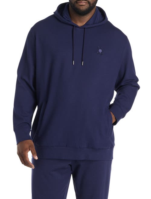 Psycho Bunny Big & Tall Kai Textured Hoodie in Evening Blue 