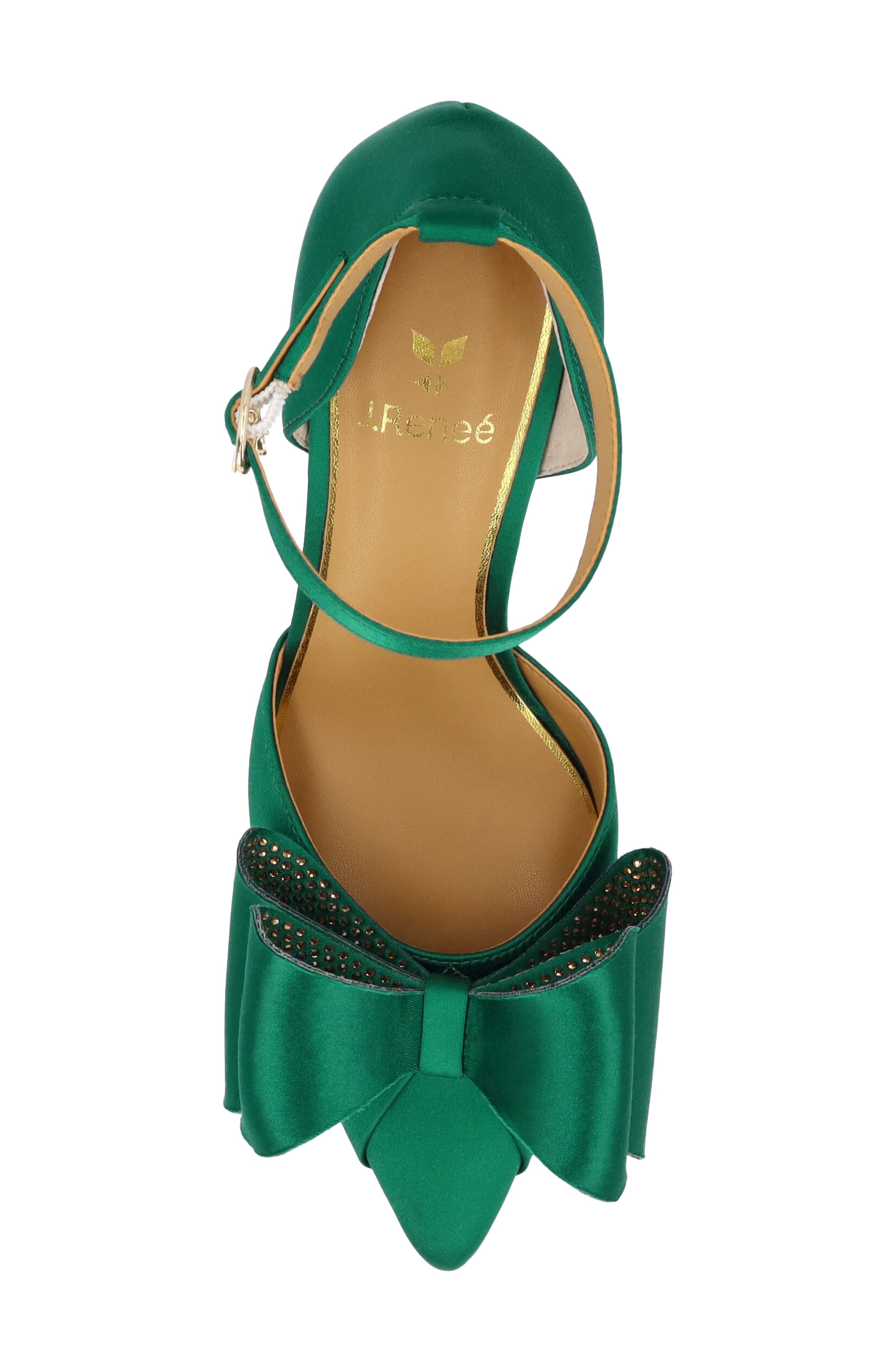 J. Reneé Pammie Ankle Strap Bow Pump, Alternate, color, Emerald