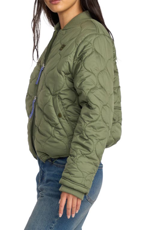 Billabong Cuesta Quilted Bomber Jacket In Metallic