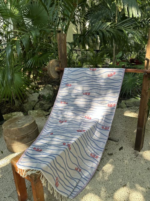 Ramus & Co Oversized 37" X 71" Preppy Turkish Beach Towel By  In Blue