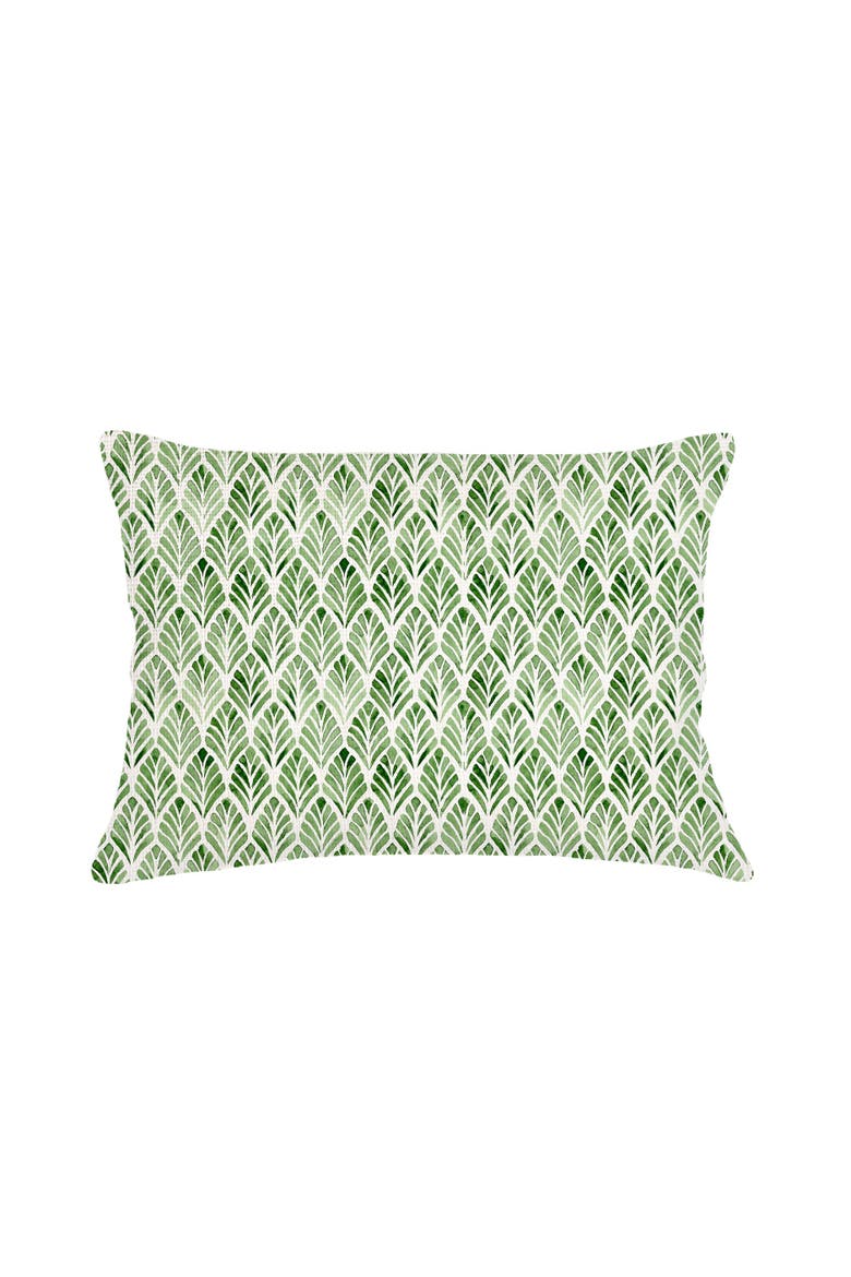 Green Geo Palm Velvet Pillow with Down Insert, Main, color, Green
