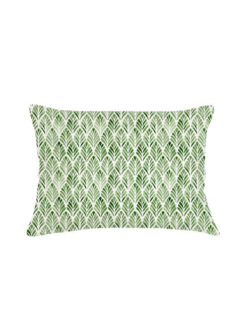 Anaya Green Geo Palm Velvet Pillow With Down Alternative Insert In Green