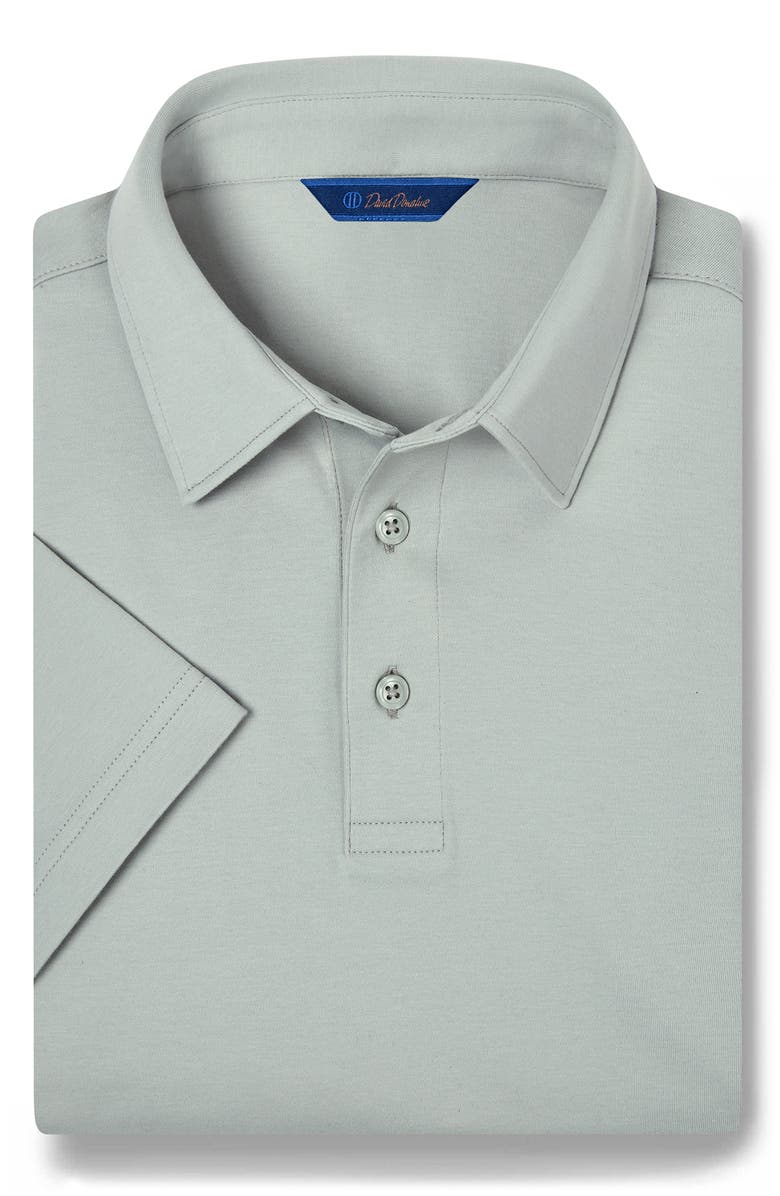 David Donahue Solid Interlock Cotton Polo, Main, color, Sage