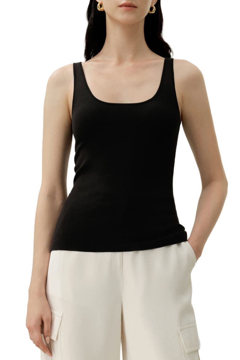 Women's Milano Knit Silk Viscose Tank Top, Main, color, Black