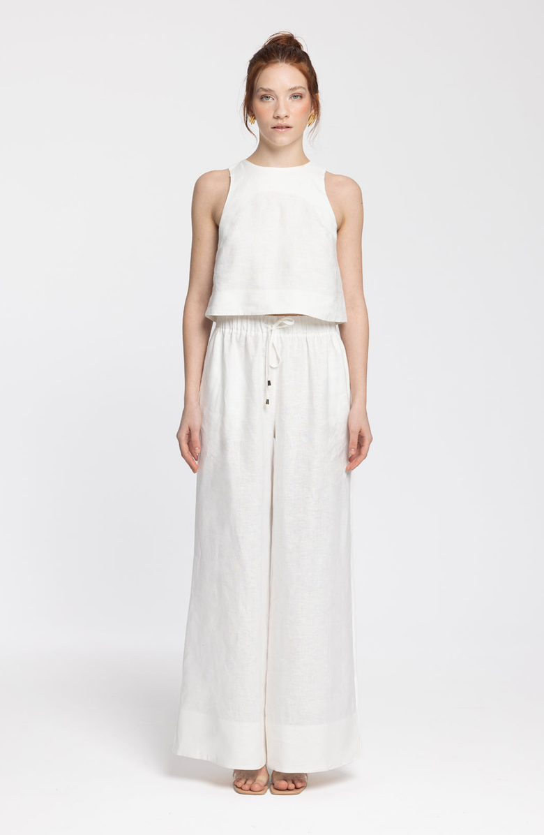 Monlicia Ciel 100% Linen Pant, Main, color, White