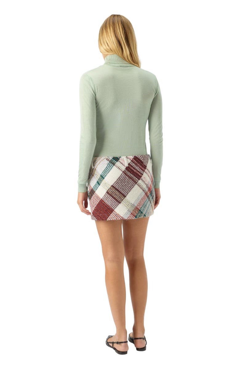 Missoni Mini Skirt With Check Pattern, Alternate, color, White & Burgundy