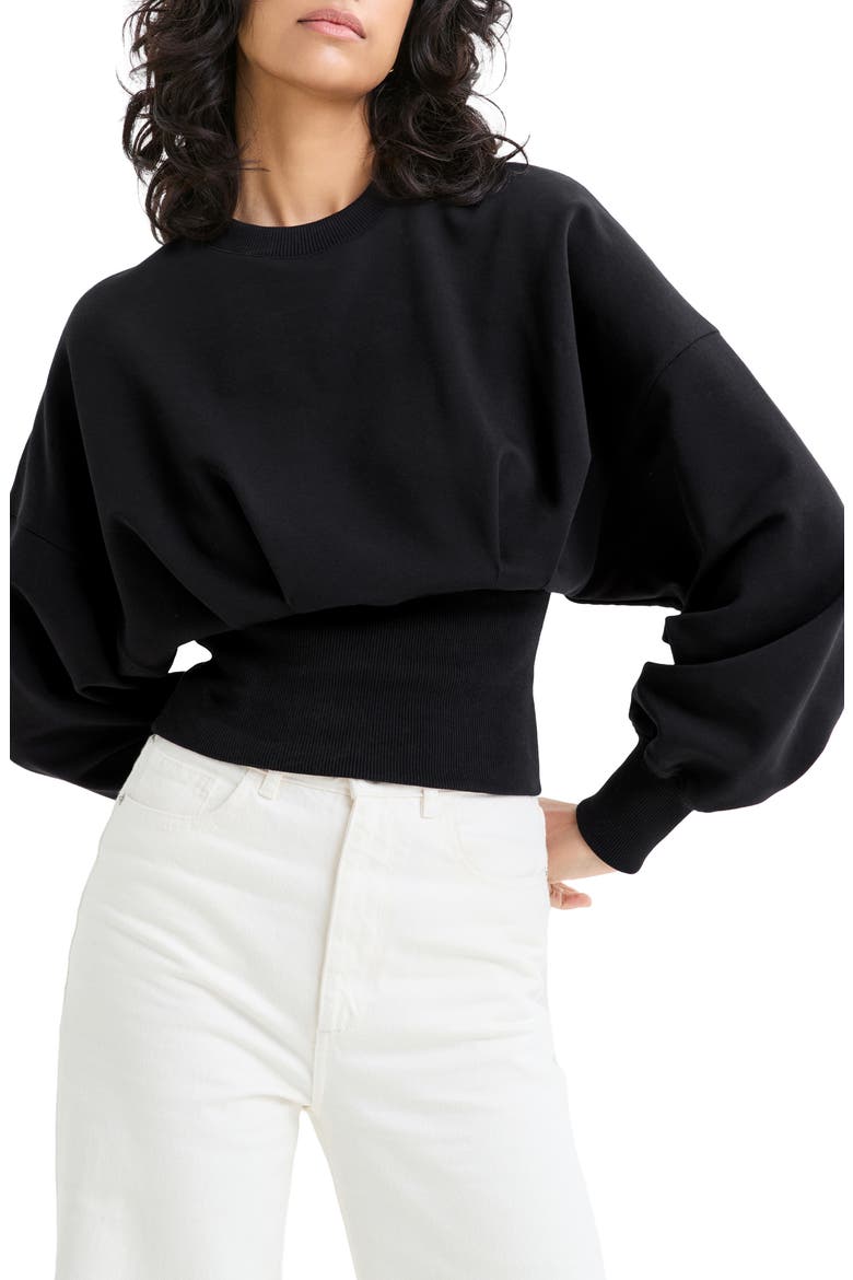 Maris Stretch Cotton Sweatshirt, Main, color, BLACK