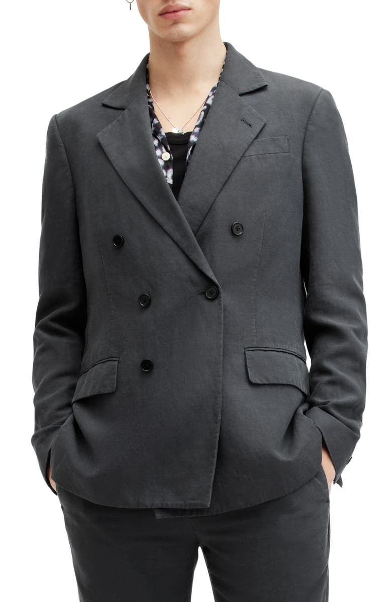 AllSaints Tansey Double Breasted Blazer, Main, color, Slate Grey