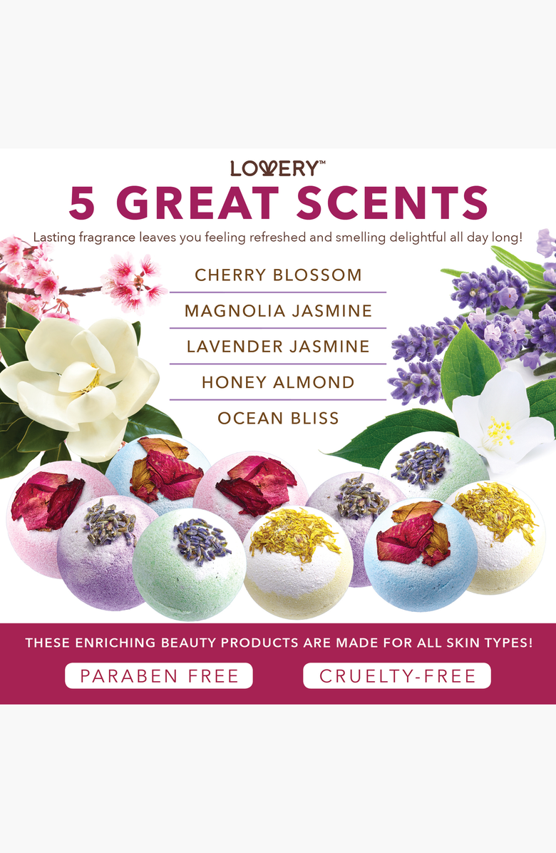 Lovery 10-Piece Bath Bombs Gift Set With Shea & Coco Butter, Alternate, color, Multicolor