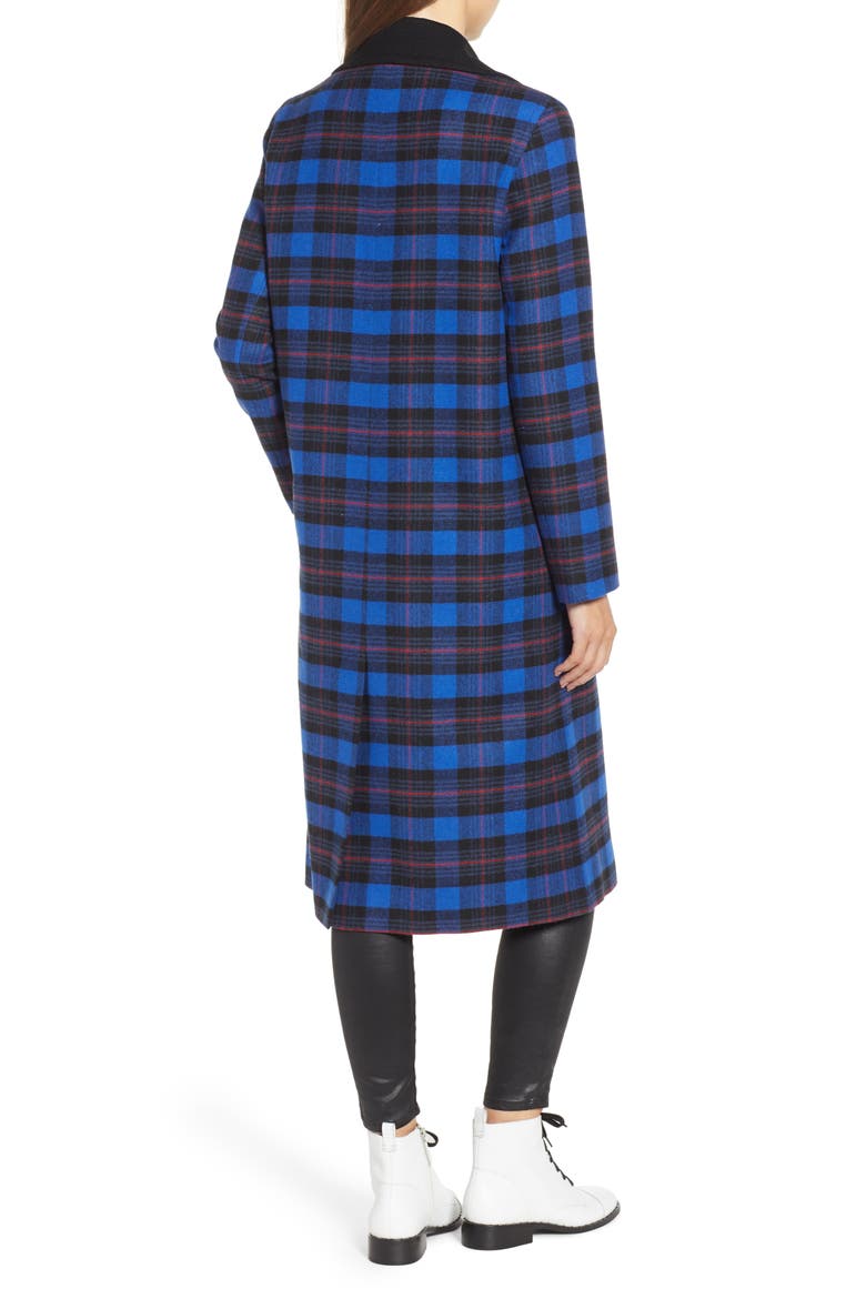 Ruth Plaid Contrast Collar Coat, Alternate, color, BLUE CHECK