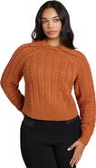 ELOQUII Cableknit Sweater With Wide Collar