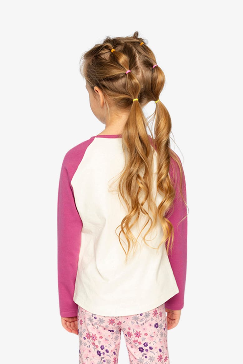 Contrast Raglan Organic Cotton Flowers Crew Neck T-Shirt, Alternate, color, Pinkish Violet and White