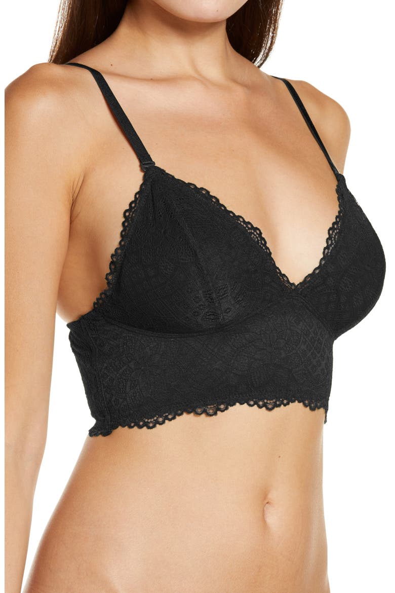Lace Longline Bralette, Alternate, color, BLACK