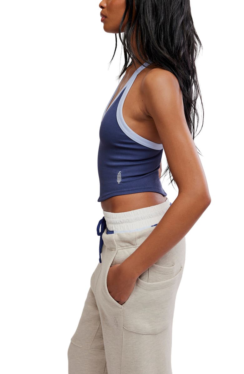 Free People All Clear Racerback Crop Top, Alternate, color, Midnight Navy Combo