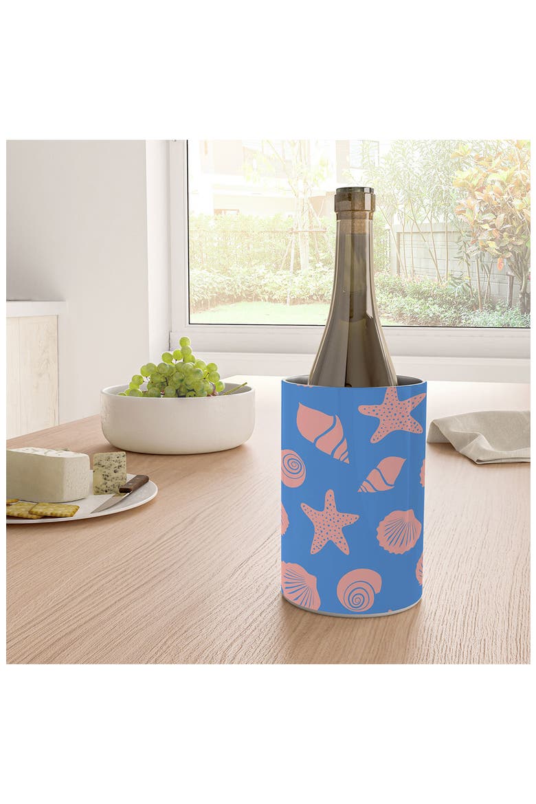 Shells on Blue Stainless Steel Wine Chiller, Alternate, color, BLUE