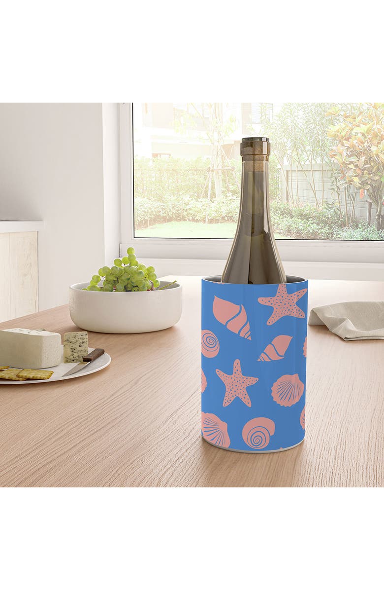 Deny Designs Shells on Blue Stainless Steel Wine Chiller, Alternate, color, Blue