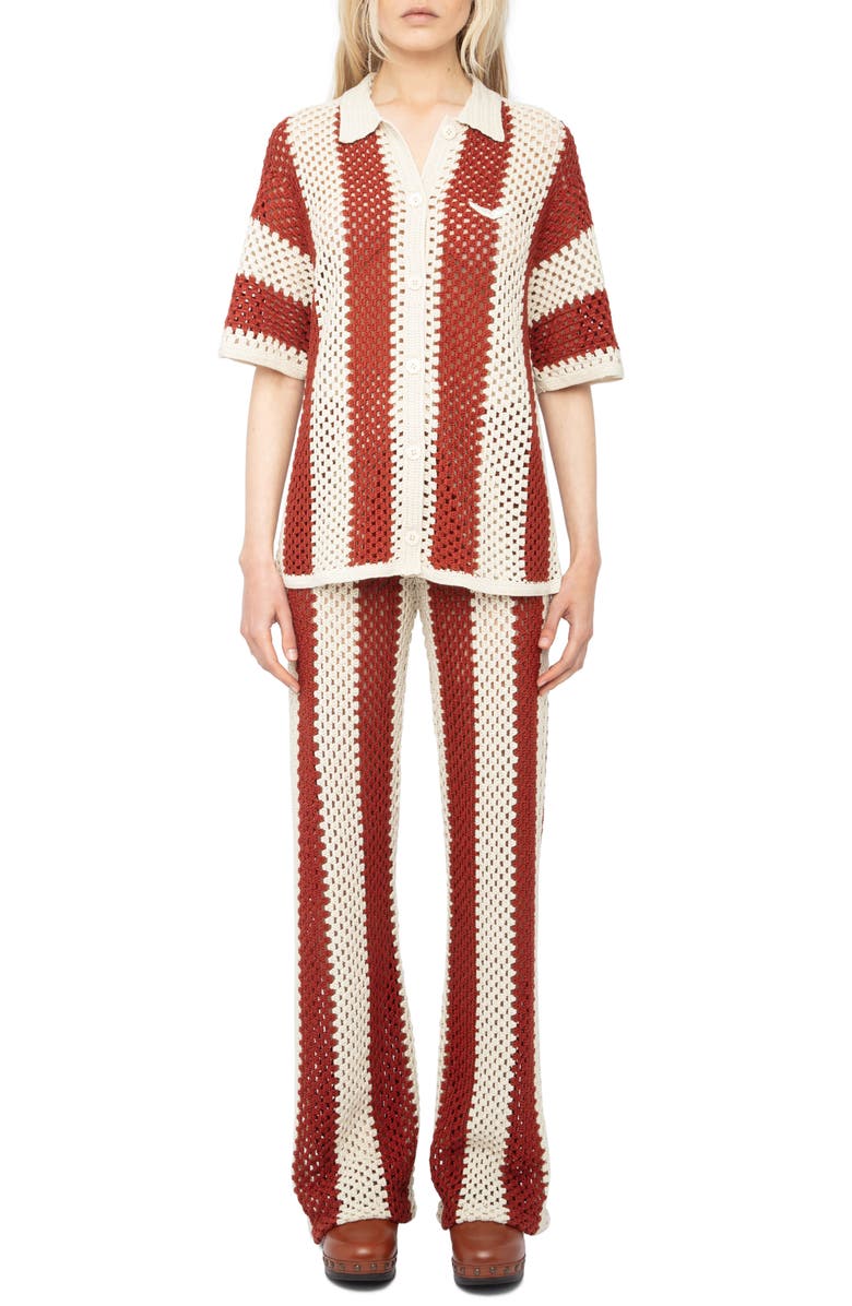 Zadig & Voltaire Ciara Crochet Cardigan, Alternate, color, 