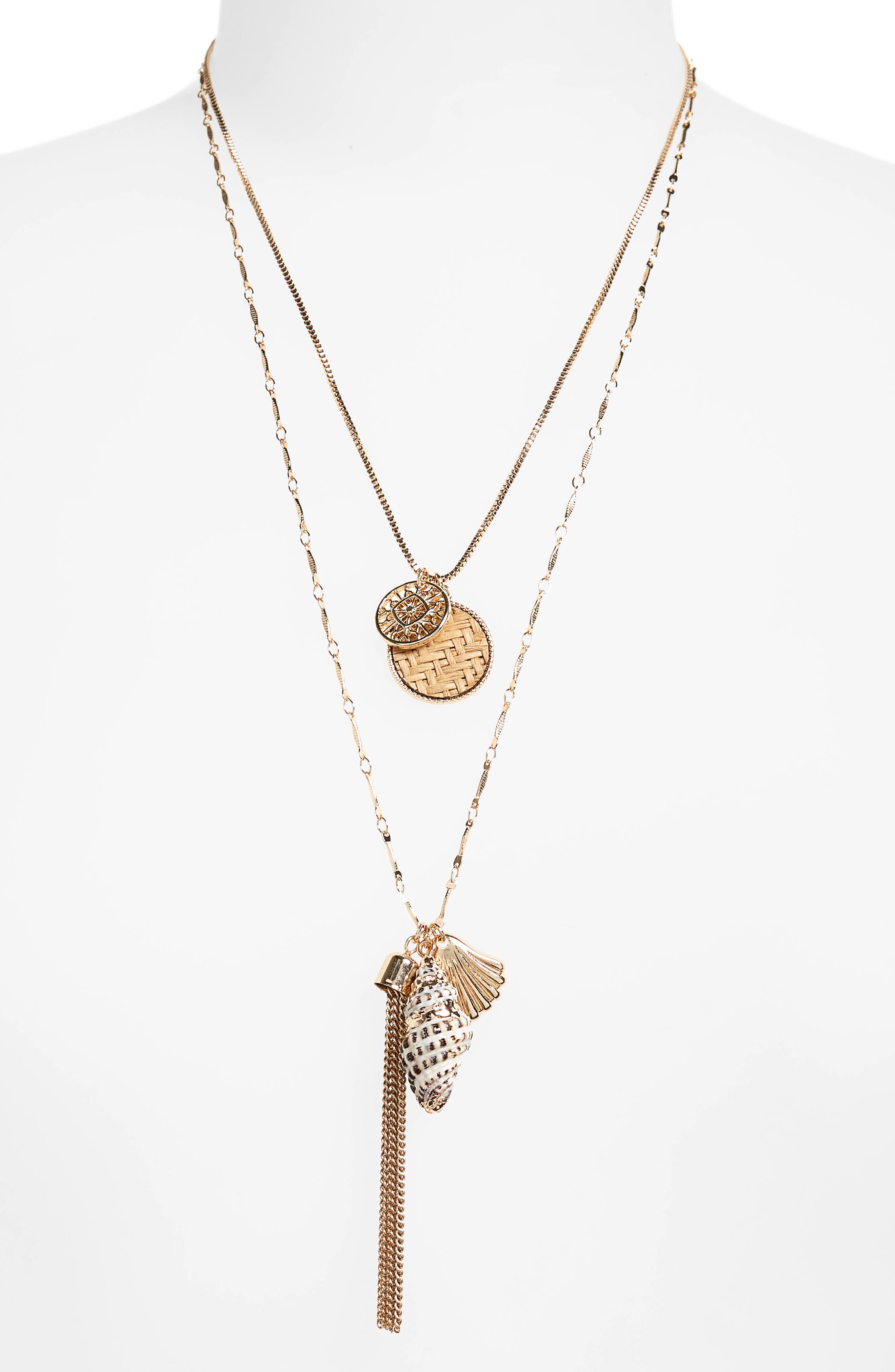 BP. Layered Shell & Tassel Necklace (Women) | Nordstrom