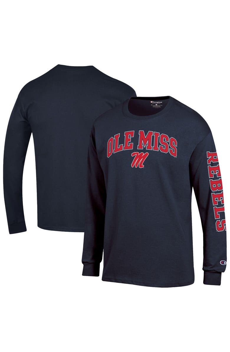 Champion Men's Champion  Navy Ole Miss Rebels Arch Over Logo 2-Hit Long Sleeve T-Shirt, Main, color, Navy