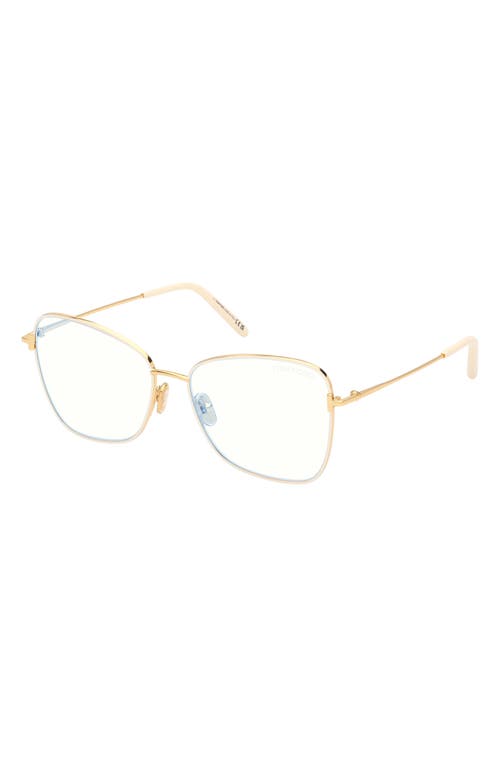 Tom Ford 55mm Butterfly Blue Light Blocking Optical Glasses In Deep Gold Ivory Enamel